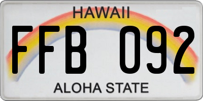 HI license plate FFB092