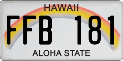 HI license plate FFB181