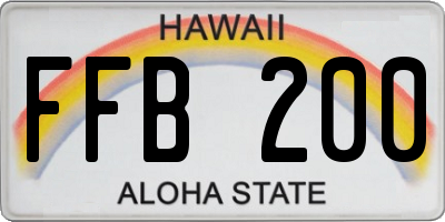 HI license plate FFB200