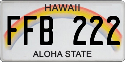 HI license plate FFB222