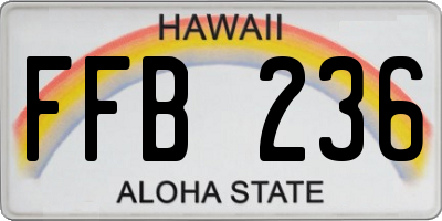 HI license plate FFB236