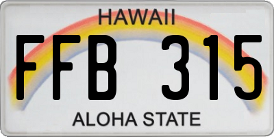 HI license plate FFB315