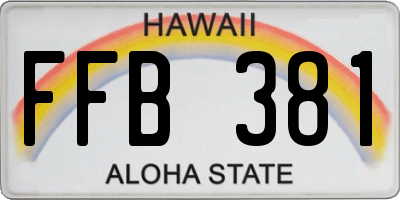 HI license plate FFB381