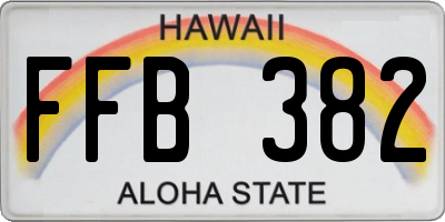 HI license plate FFB382