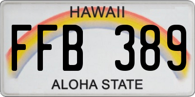 HI license plate FFB389