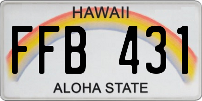 HI license plate FFB431