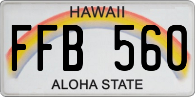 HI license plate FFB560