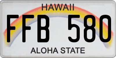 HI license plate FFB580