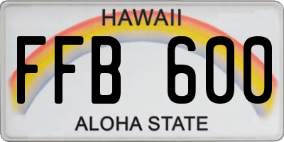 HI license plate FFB600