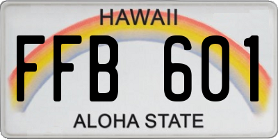 HI license plate FFB601
