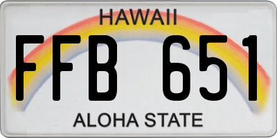 HI license plate FFB651