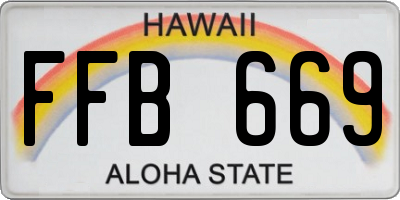 HI license plate FFB669