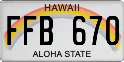 HI license plate FFB670