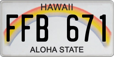 HI license plate FFB671