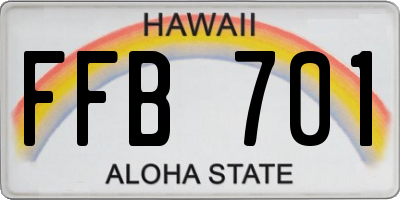 HI license plate FFB701
