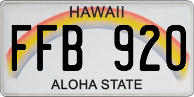 HI license plate FFB920