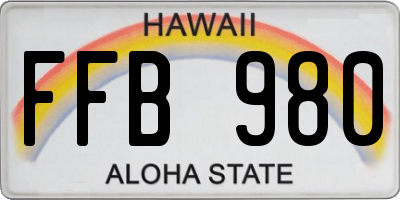 HI license plate FFB980