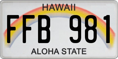 HI license plate FFB981