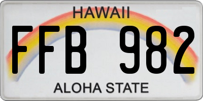 HI license plate FFB982