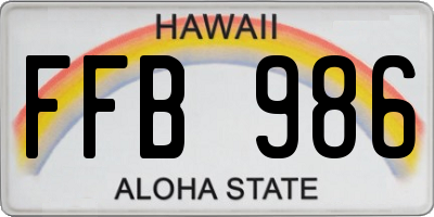 HI license plate FFB986