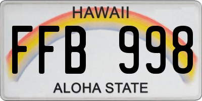 HI license plate FFB998