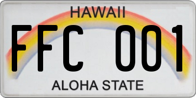 HI license plate FFC001