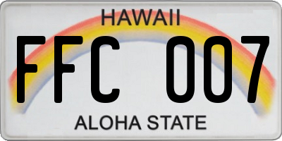 HI license plate FFC007