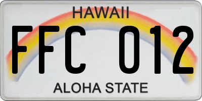 HI license plate FFC012
