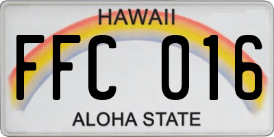 HI license plate FFC016