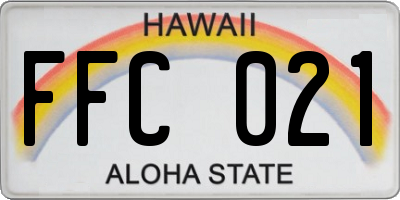 HI license plate FFC021