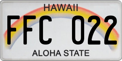 HI license plate FFC022