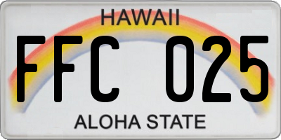 HI license plate FFC025