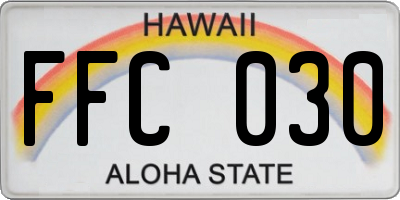 HI license plate FFC030