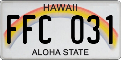 HI license plate FFC031