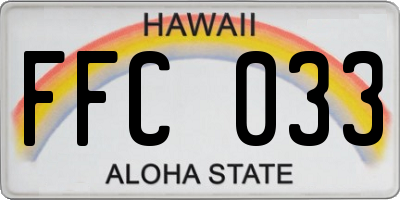 HI license plate FFC033