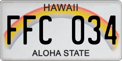 HI license plate FFC034