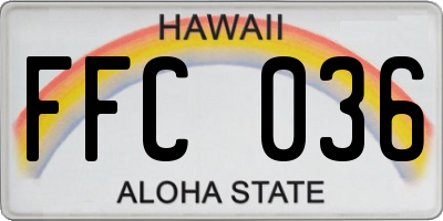 HI license plate FFC036