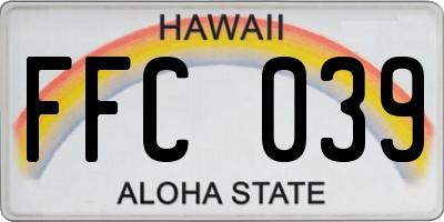 HI license plate FFC039