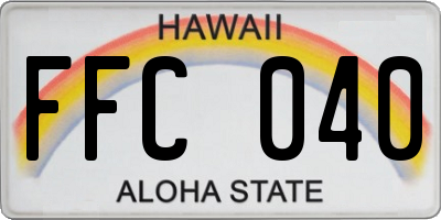 HI license plate FFC040