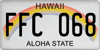 HI license plate FFC068
