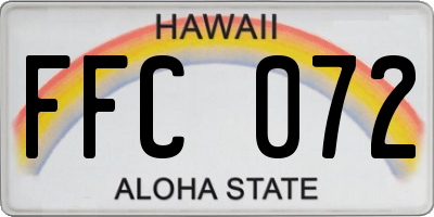 HI license plate FFC072