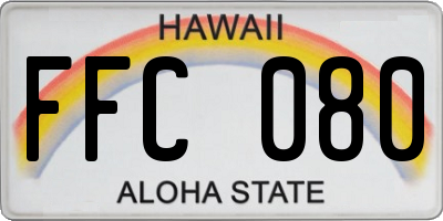 HI license plate FFC080