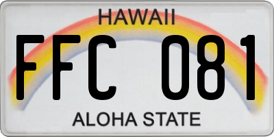HI license plate FFC081