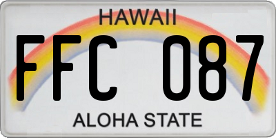HI license plate FFC087
