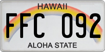 HI license plate FFC092