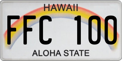 HI license plate FFC100
