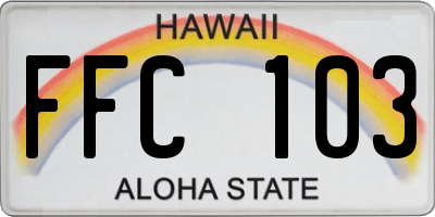 HI license plate FFC103