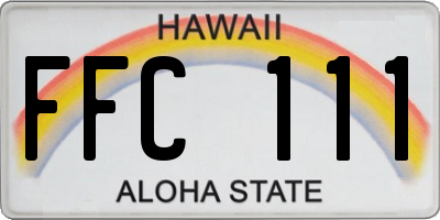 HI license plate FFC111