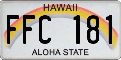 HI license plate FFC181