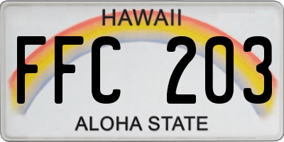 HI license plate FFC203